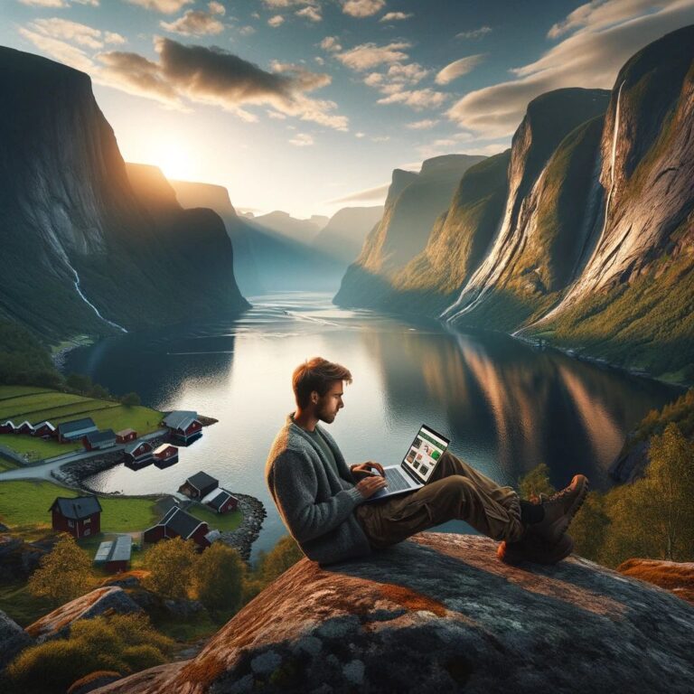 Man shopping online in Norway.