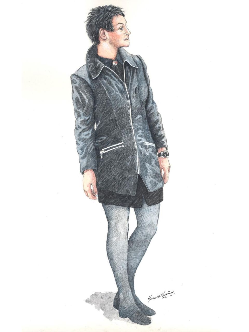 A sketch of "Jennifer Fairgate" based on photographs. Photo: Harald Nygård.