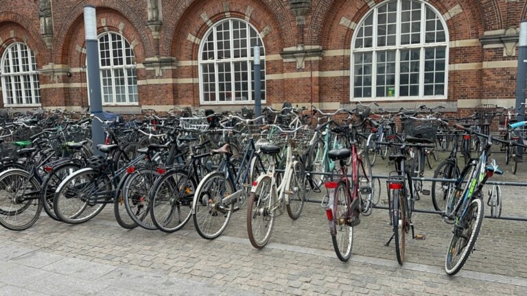 Bicycles lined up outside Copenhagen railway station. Photo: David Nikel.