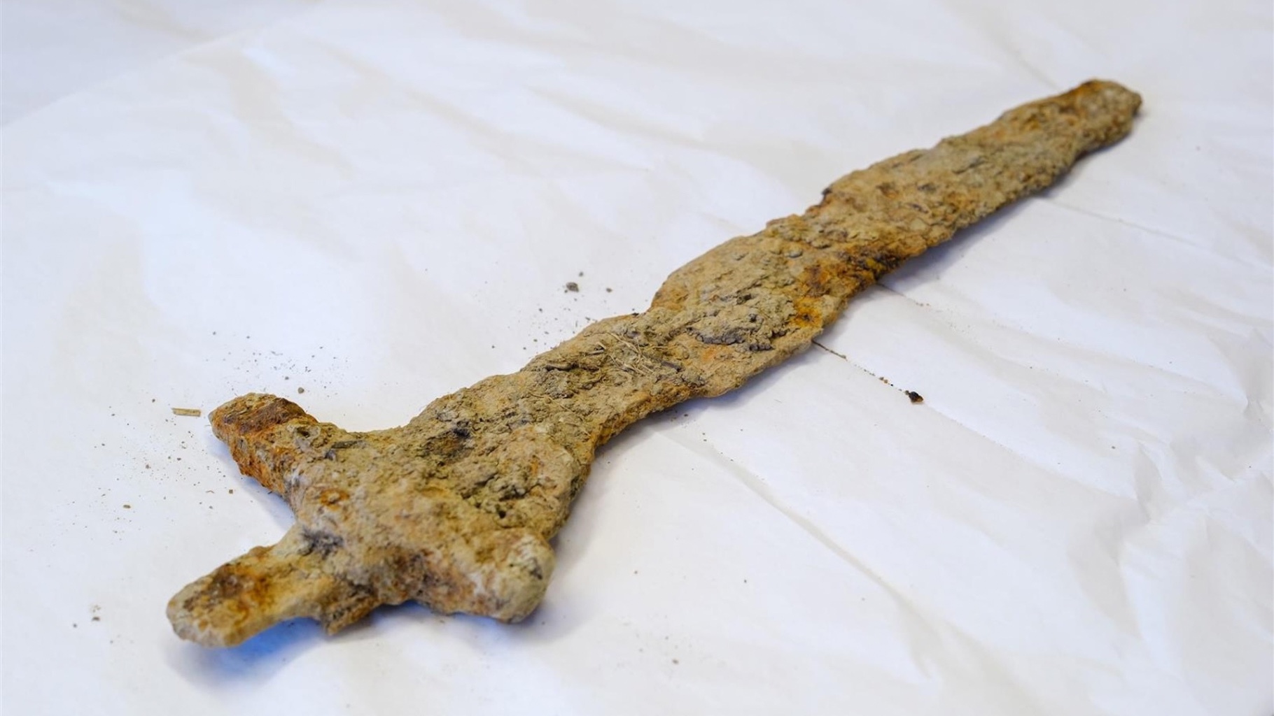 Here is what the part of the sword that was found looks like before conservation. Photo: Rogaland County.