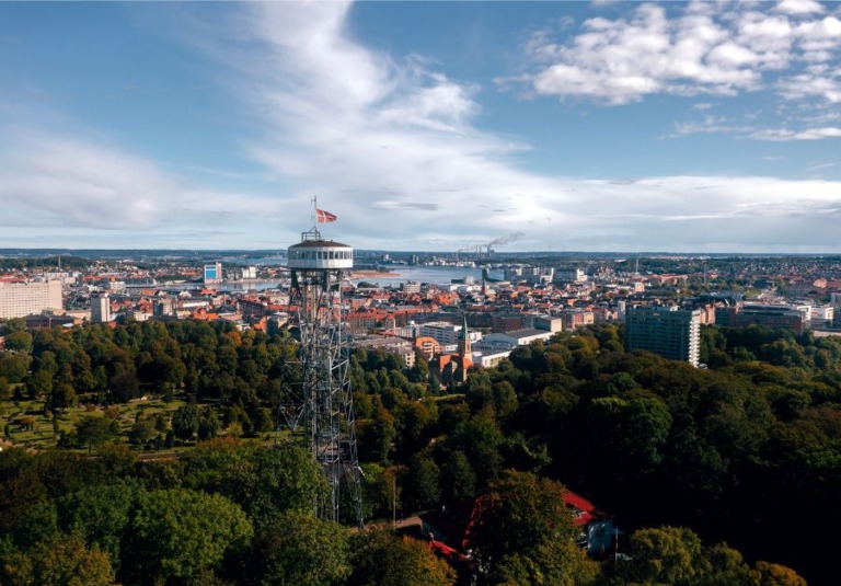 Aalborg Tower in front of Aalborg, Denmark.