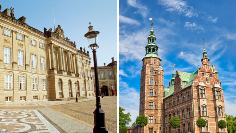 Amalienborg Palace and Rosenborg Castle in Copenhagen.