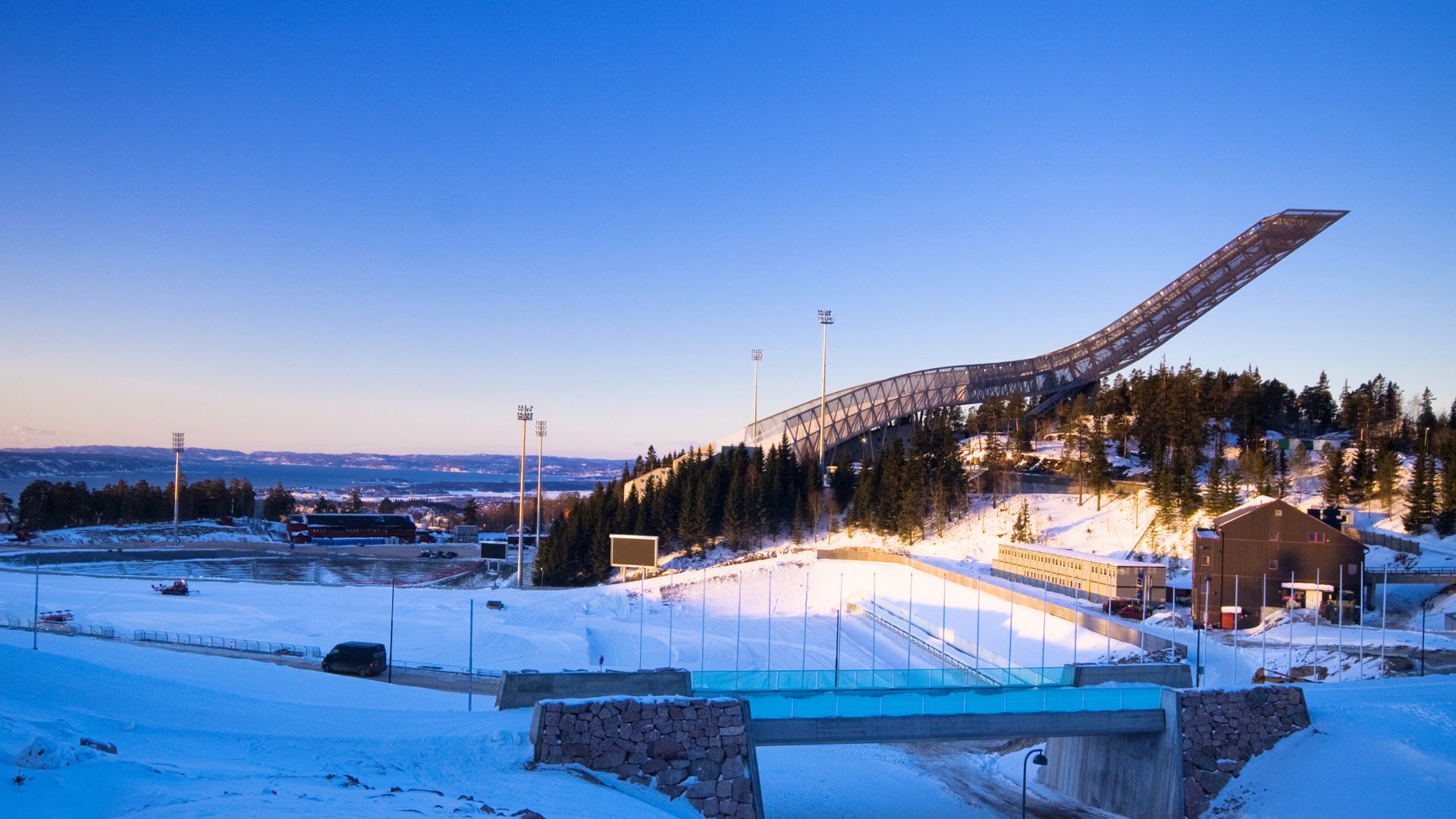 Oslo's Holmenkollen Ski Jump in winter.