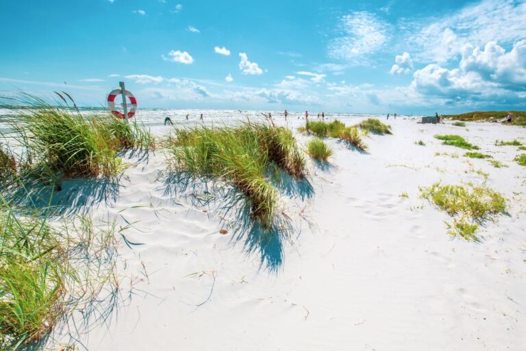 White sandy beach at Dueodde, Bornholm Island in Denmark.