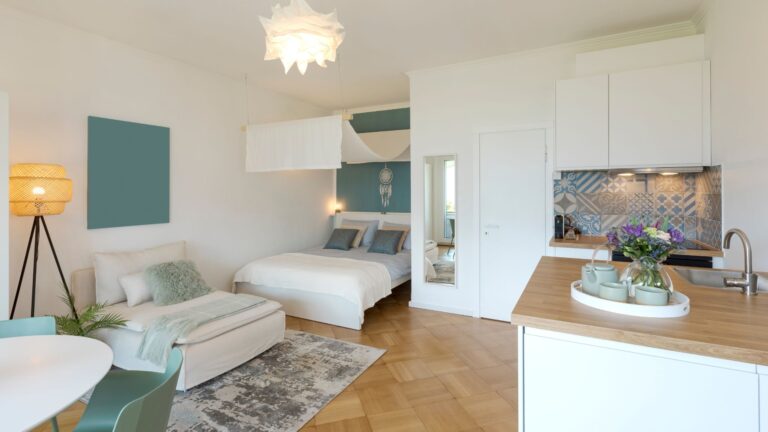 Studio apartment interior in Norway.