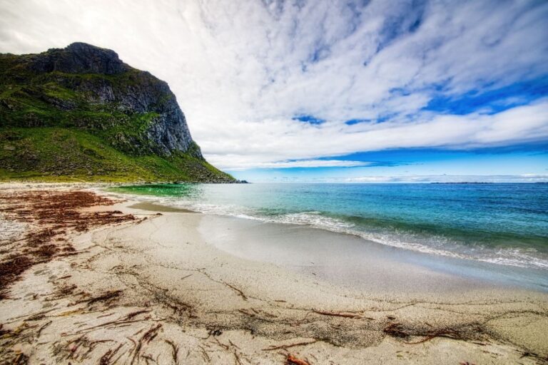 Uttakleiv Beach in Lofoten, Northern Norway.