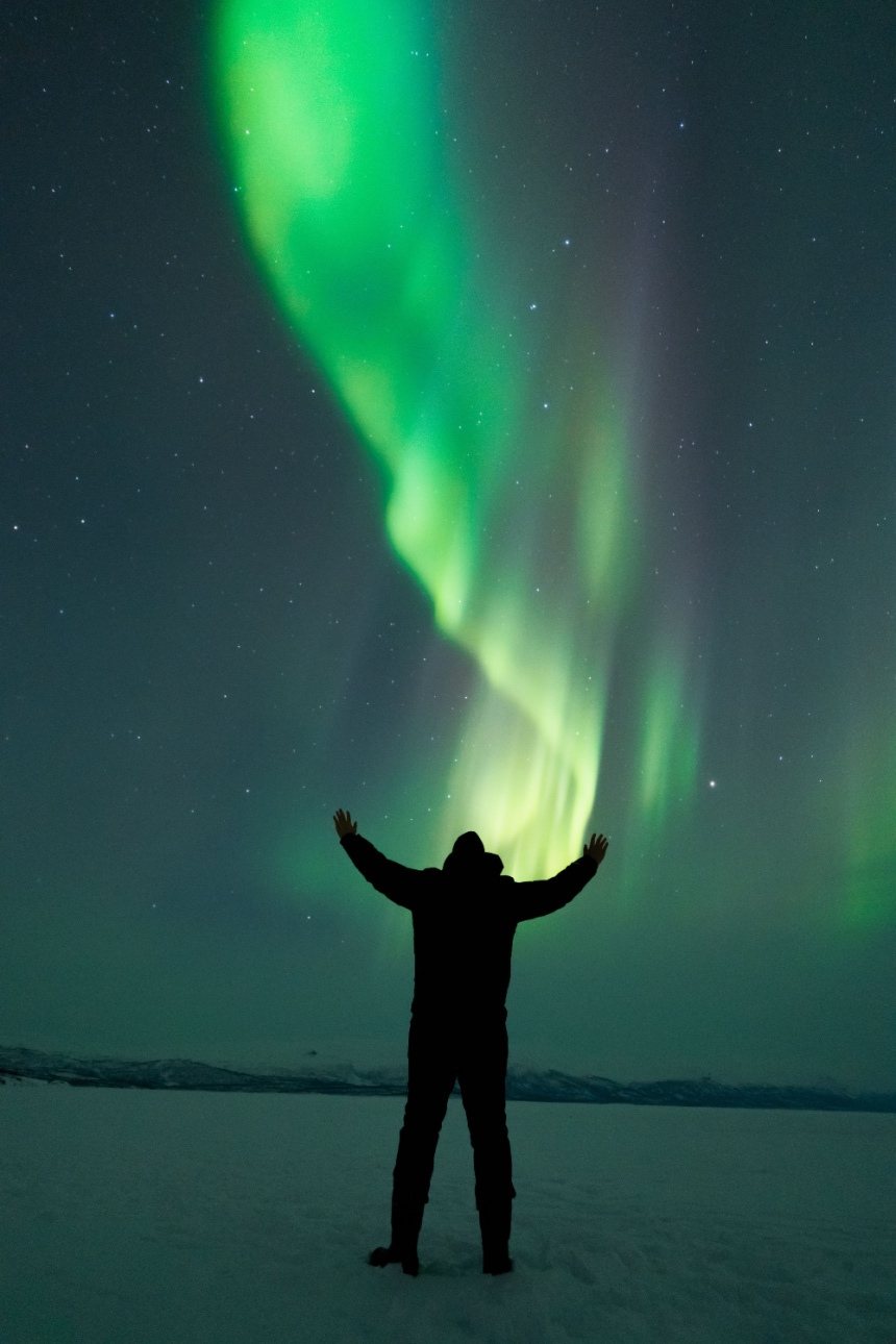 Aurora borealis display in Abisko National Park, Sweden.