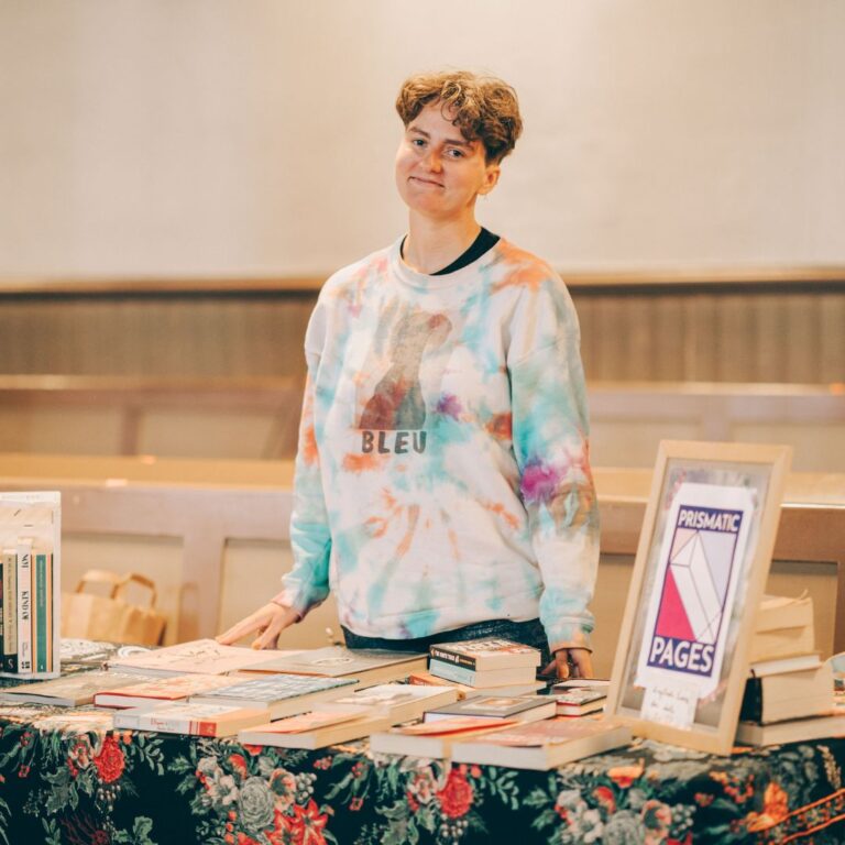 Indigo Trigg-Hauger on a Prismatic Pages stall. Photo: Angelique Culvin.