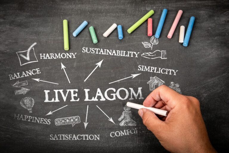 A chalkboard illustration of lagom.