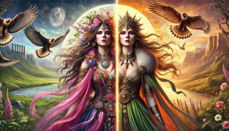 Illustration of Freya and Frigg.