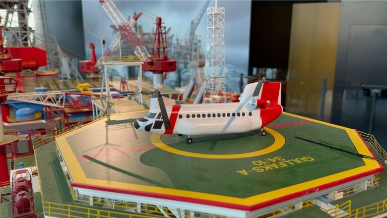 Model helicopter in the Oil museum. Photo: David Nikel.
