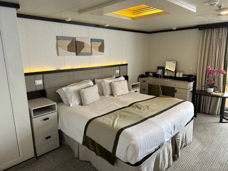 Refurbished guest cabin on P&O Britannia cruise ship. Photo: David Nikel.