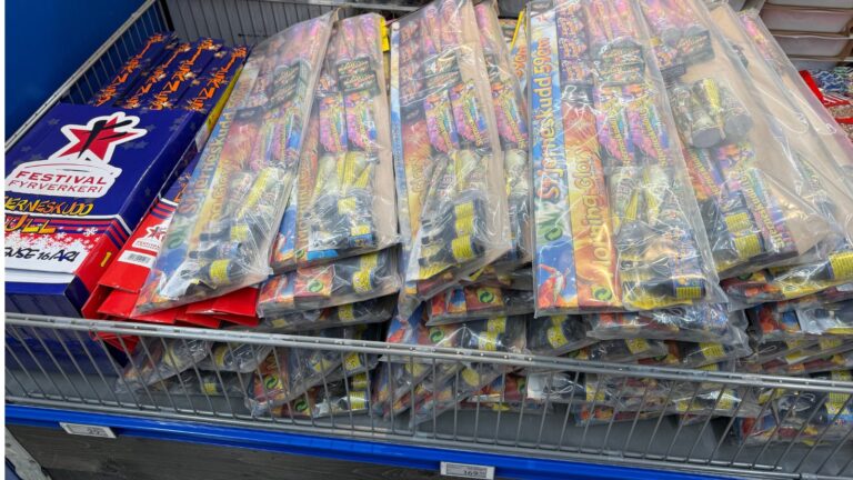 Fireworks on sale in a Norwegian supermarket. Photo: David Nikel.