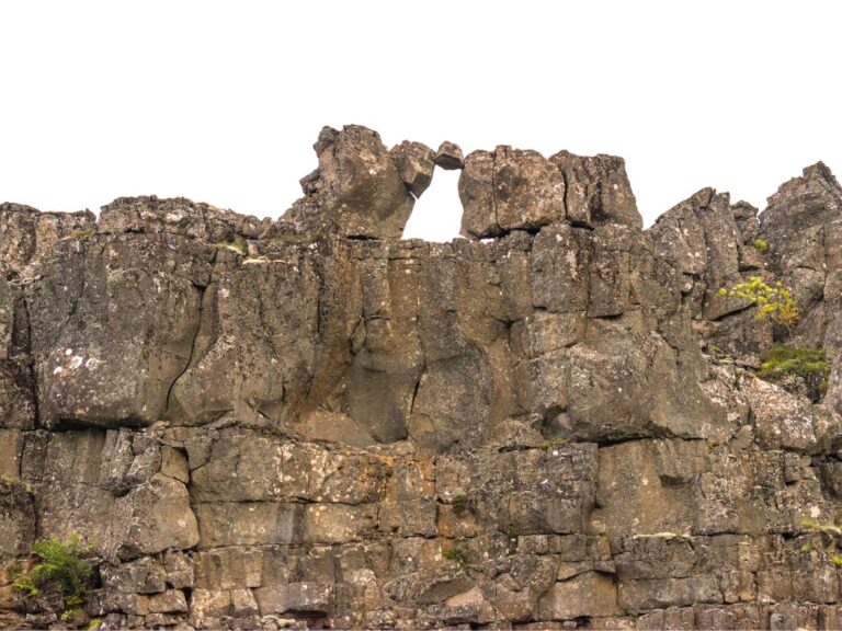 Rock wall at Thingvellir National Park in Iceland.
