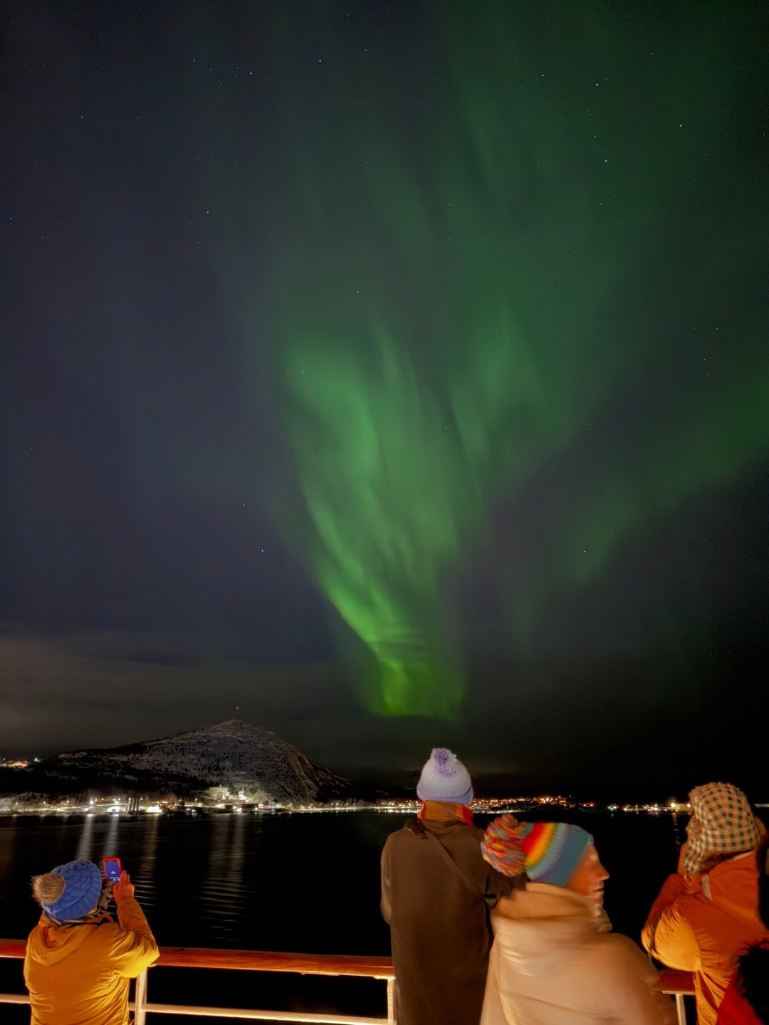 Aurora borealis seen from a cruise ship docked in Alta. Photo: David Nikel.