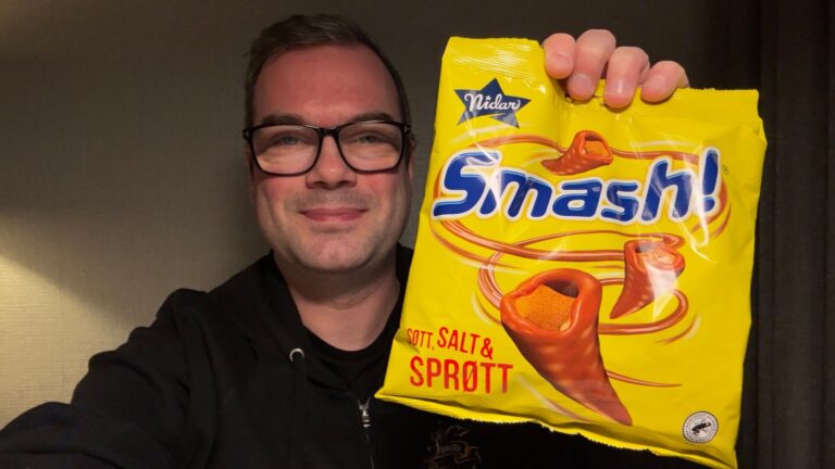 David holding bag of Smash. Photo: David Nikel.