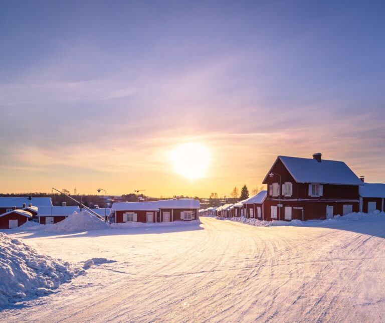 Gammelstad Church Town near Luleå, Sweden, in the winter.