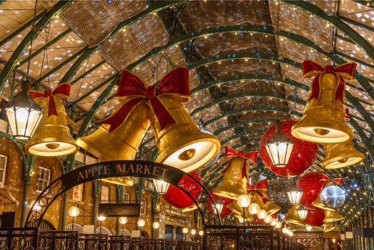 Christmas decorations in London's Covent Garden Market.