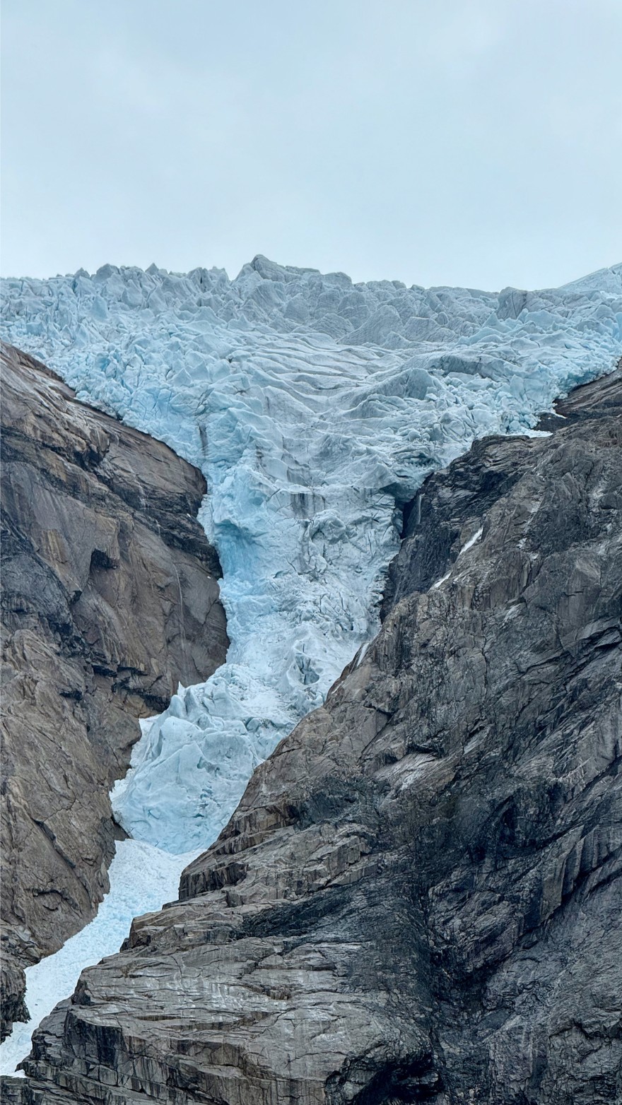A close-up of Briksdal Glacier in early June of 2025. Photo: David Nikel.