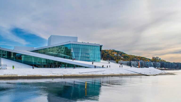Sloping roof of Oslo Opera House.